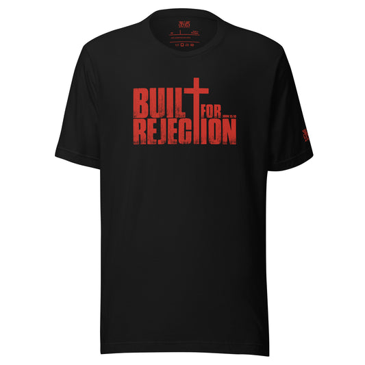 John 15:18 | Built for Rejection | Red on Black Unisex Tee